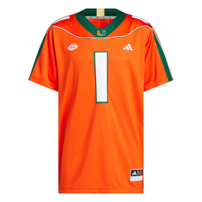 adidas Miami Hurricanes Orange 2001 Collection Premier #1 Jersey
