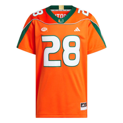 adidas Miami Hurricanes Orange 2001 Collection Premier #28 Clinton Portis Jersey