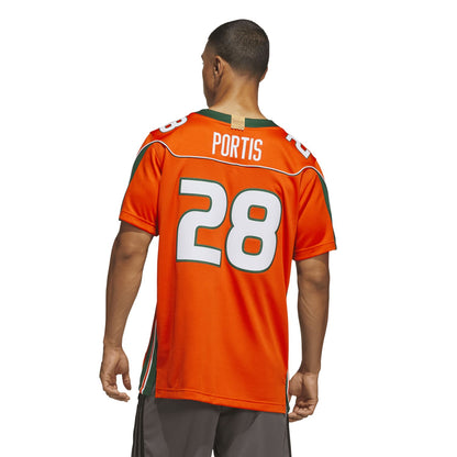 adidas Miami Hurricanes Orange 2001 Collection Premier #28 Clinton Portis Jersey