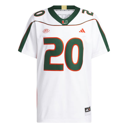 adidas Miami Hurricanes White 2001 Collection Premier #20 Ed Reed Jersey