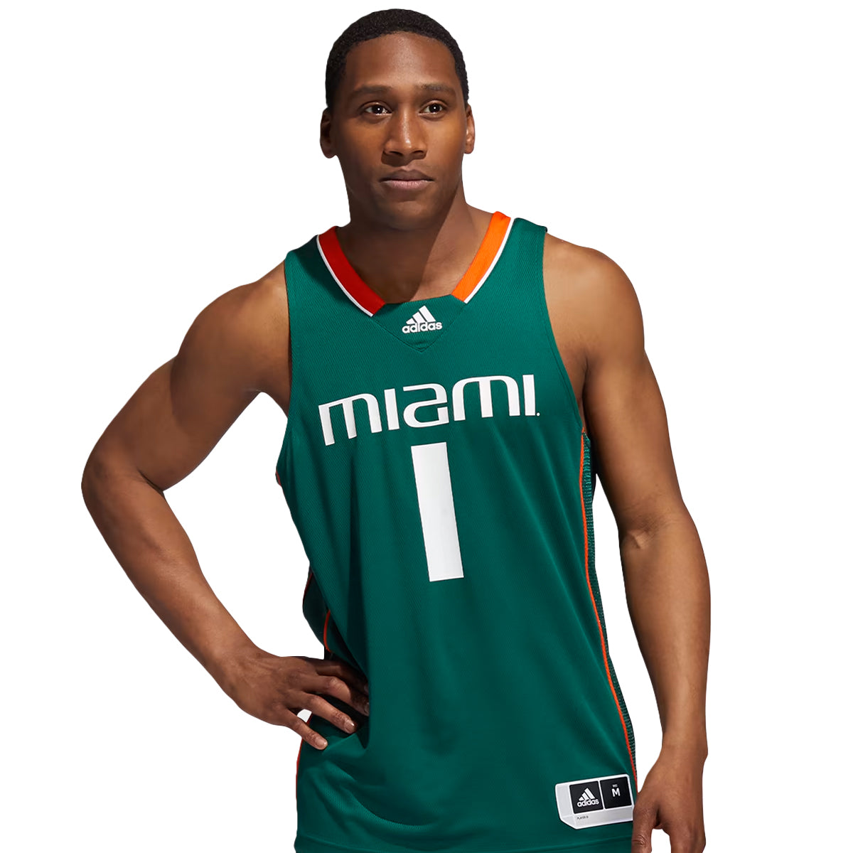 Adidas Miami Hurricanes Swingman Basketball Green Jersey - Model View