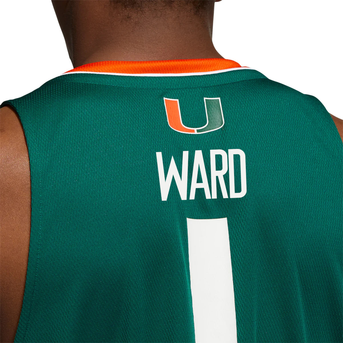 Miami Hurricanes adidas #1 Cam Ward Student Athlete Green Replica Basketball Jersey-23R