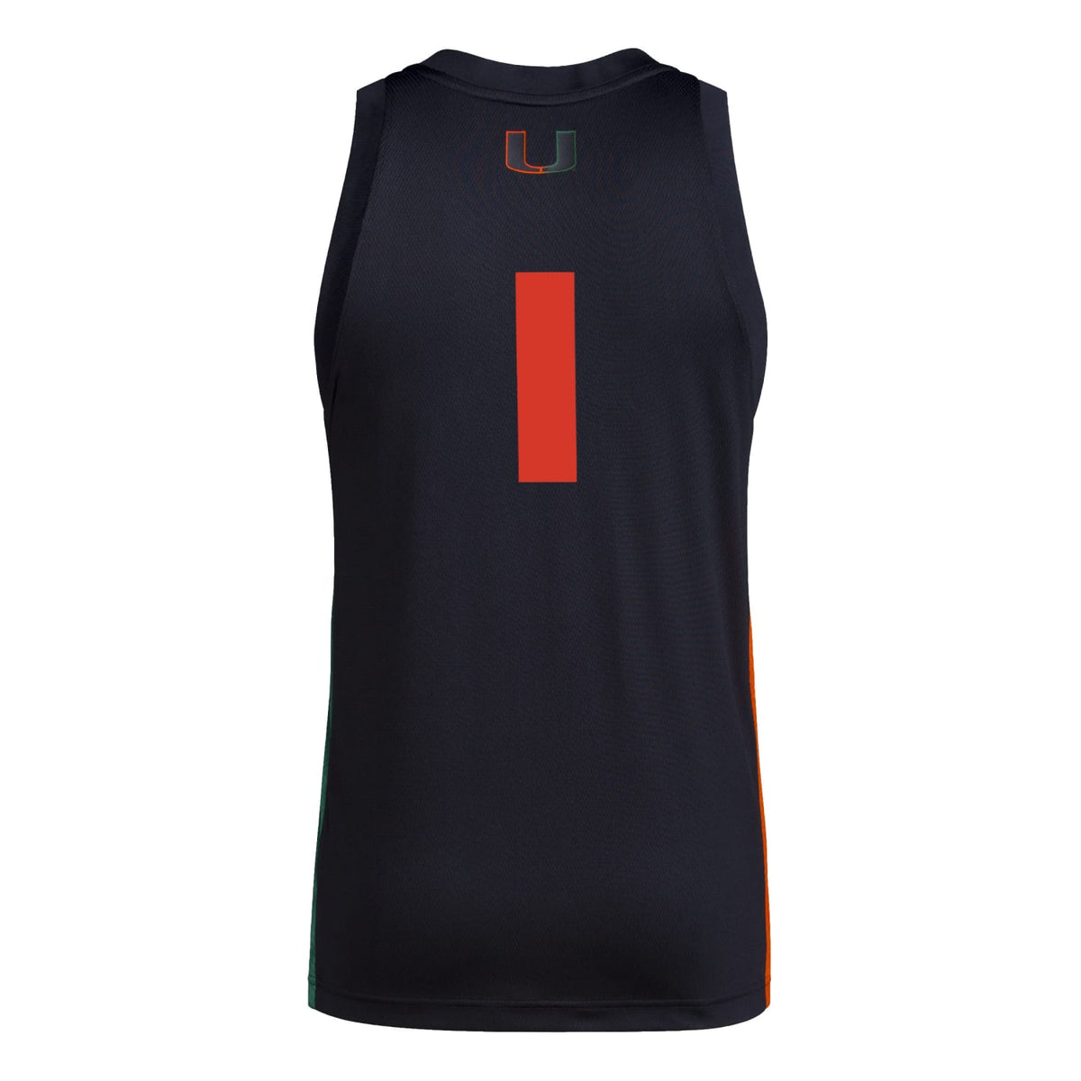 adidas Miami Hurricanes Black #1 Swingman Jersey - Back View