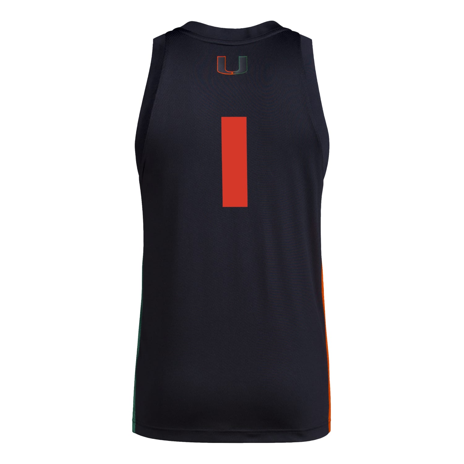 adidas Miami Hurricanes Black #1 Swingman Jersey - Front View