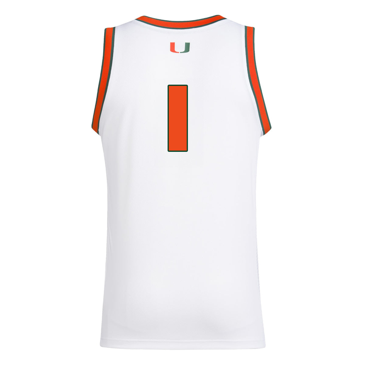 adidas Miami Hurricanes White #1 Swingman Jersey - Back View