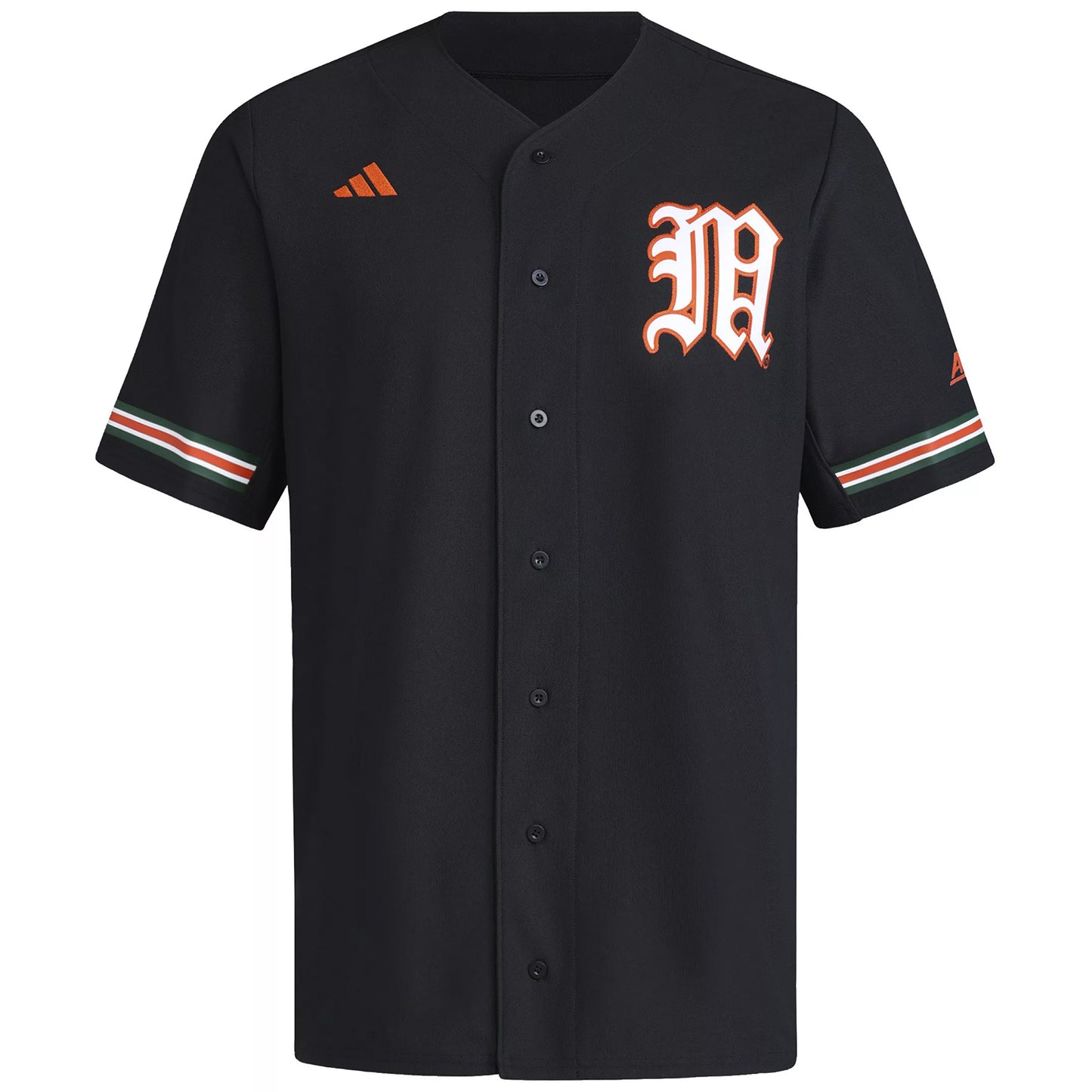 adidas Miami Hurricanes Black Old English "M" Baseball Jersey