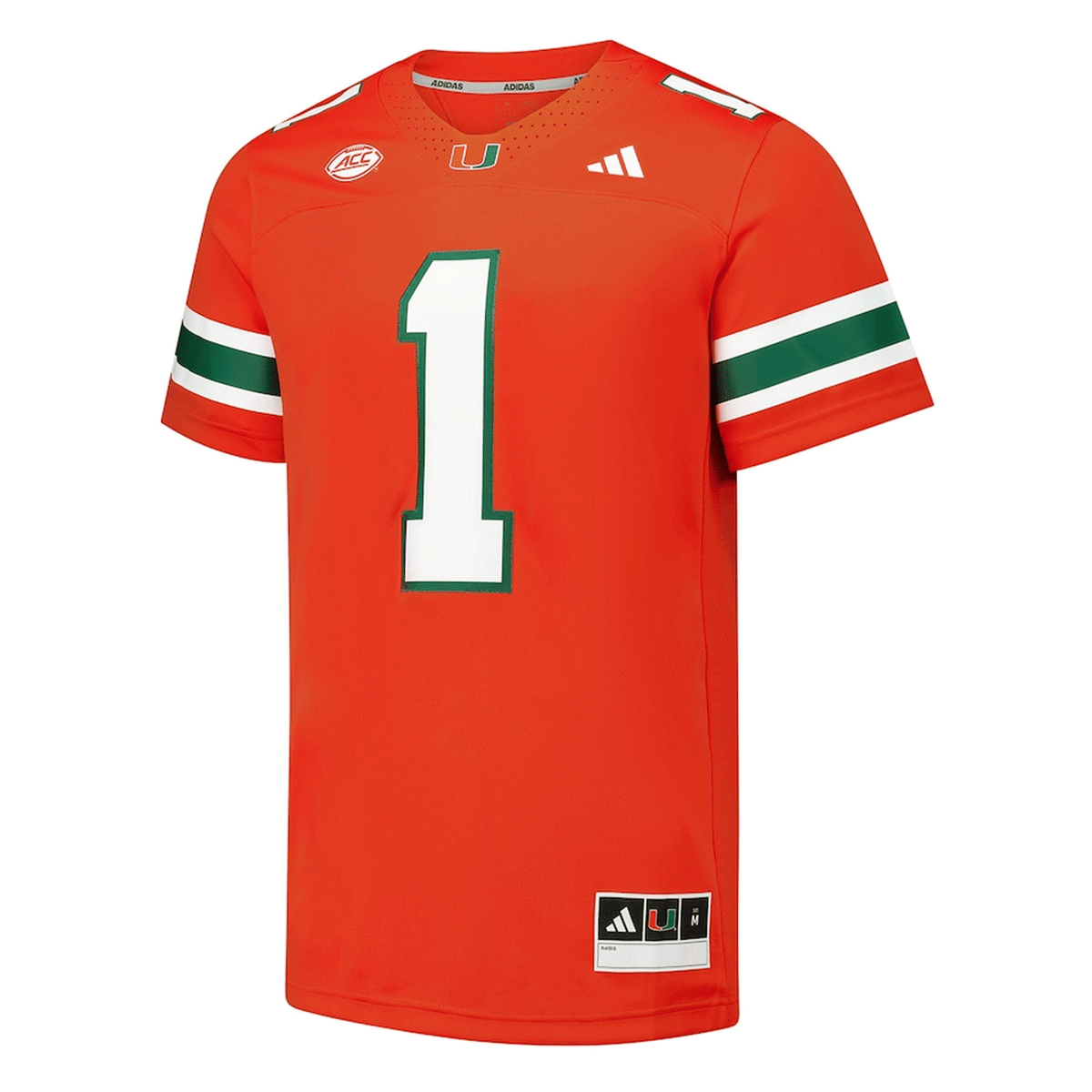 adidas Miami Hurricanes Orange #1 Premier Football Jersey