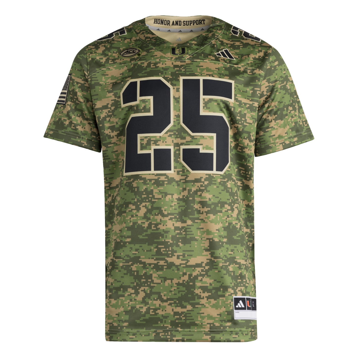 adidas Miami Hurricanes Camo Salute to Service Jersey