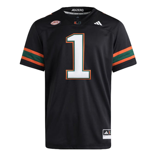 adidas Miami Hurricanes Black Replica Premier Football Jersey