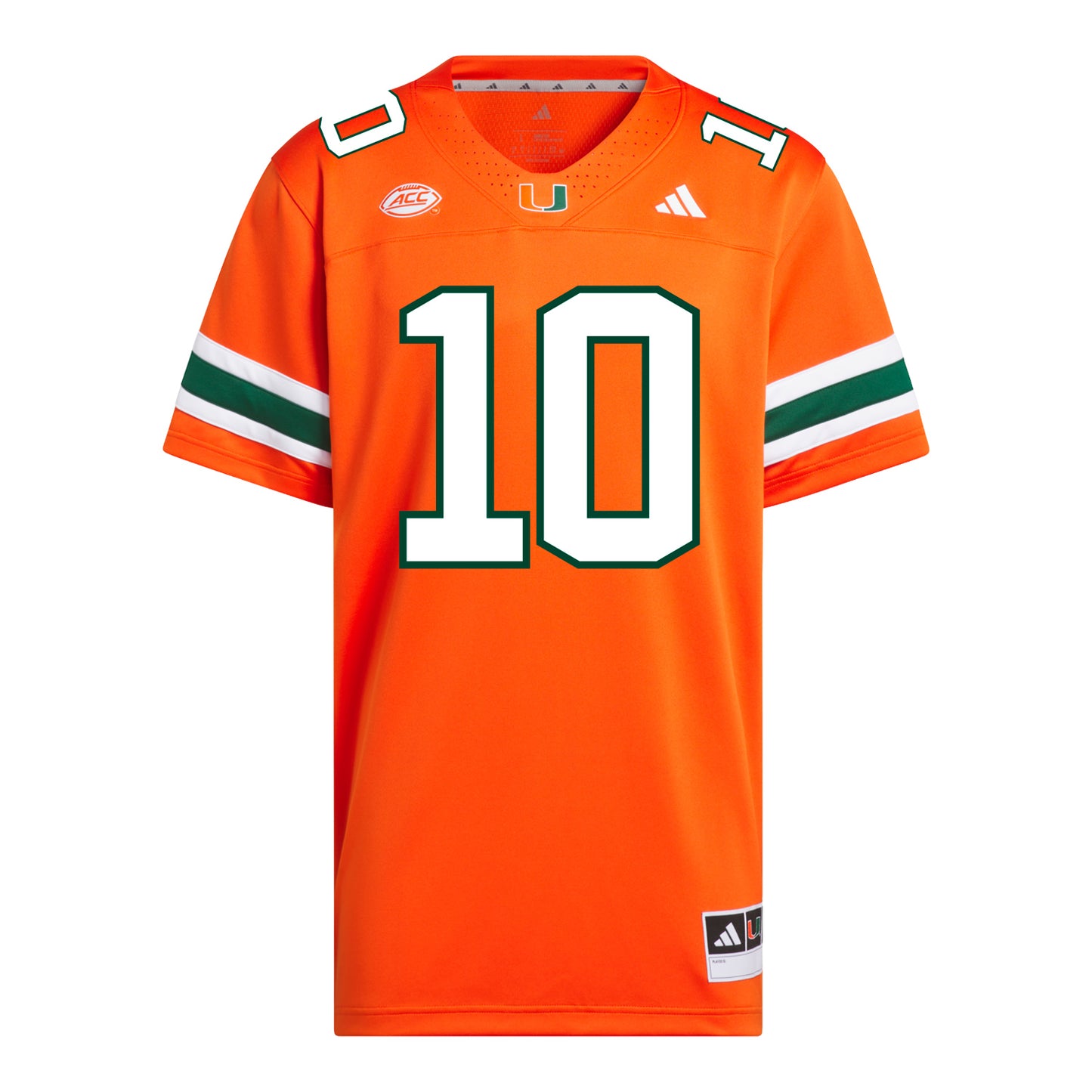 adidas Miami Hurricanes #10 Darian Mensah Student Athlete Orange Football Jersey - Front View