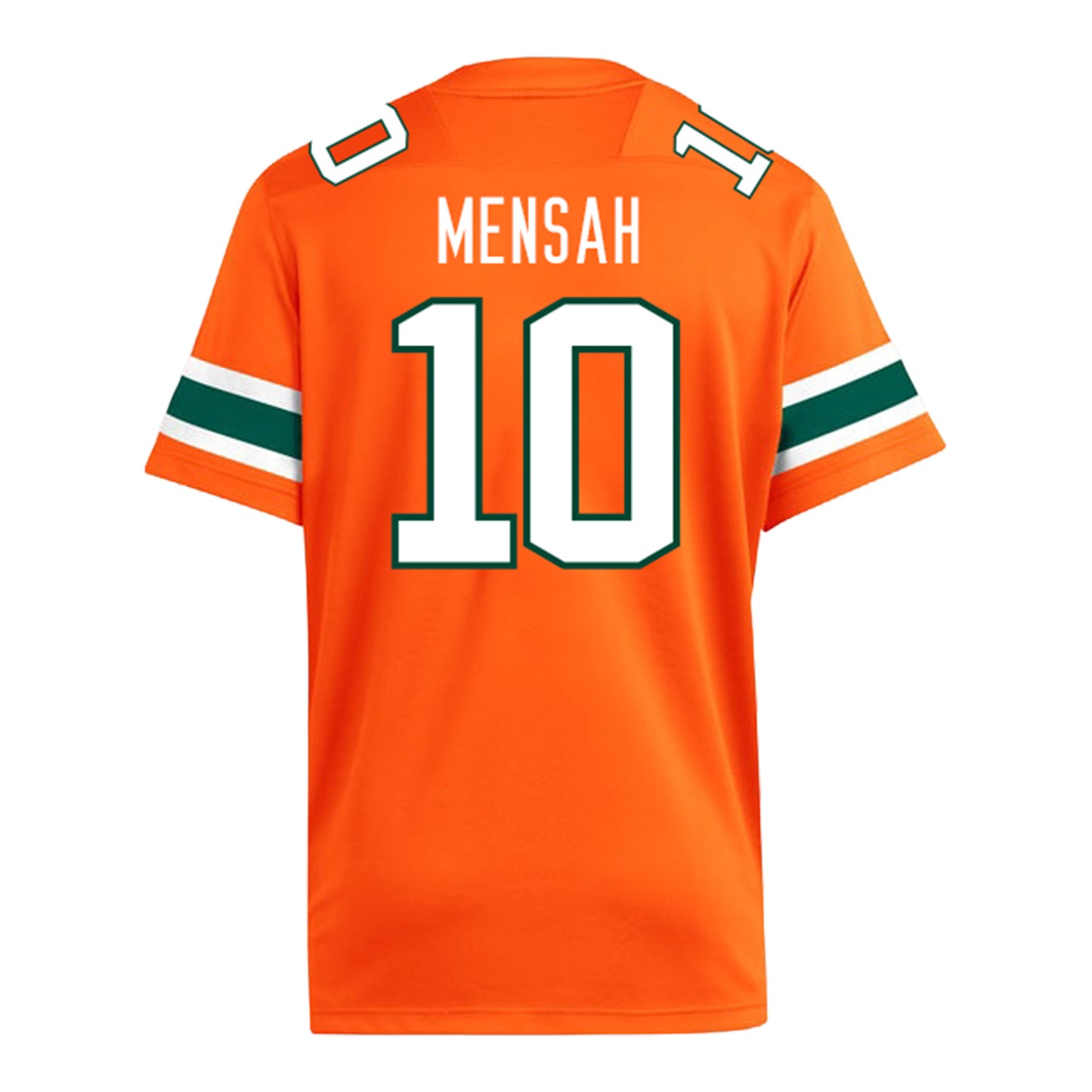 adidas Miami Hurricanes #10 Darian Mensah Student Athlete Orange Football Jersey - Back View