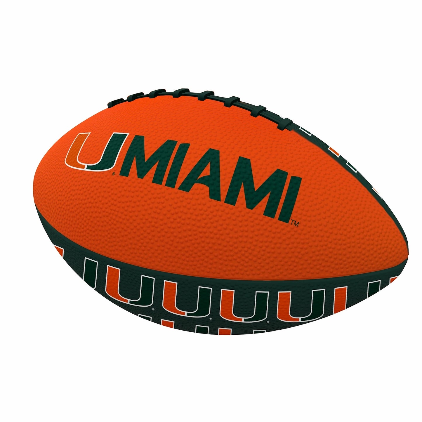 Logo Brands Miami Hurricanes Repeating U Logo Mini Size Rubber Orange Football