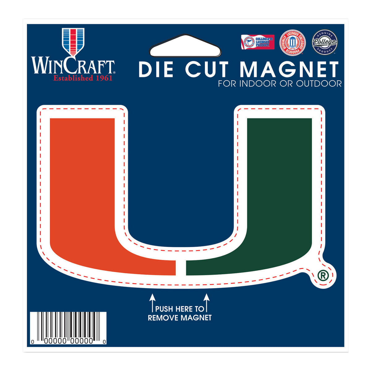 WinCraft University of Miami Diecut Logo Orange/ Green Magnet