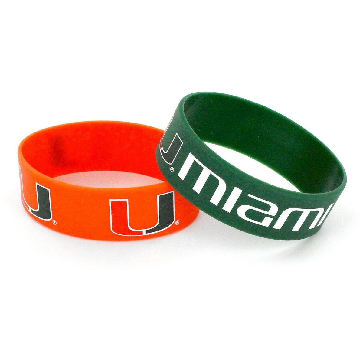 Aminco Miami Hurricanes 2 Pack Wide Silicone  Bracelets