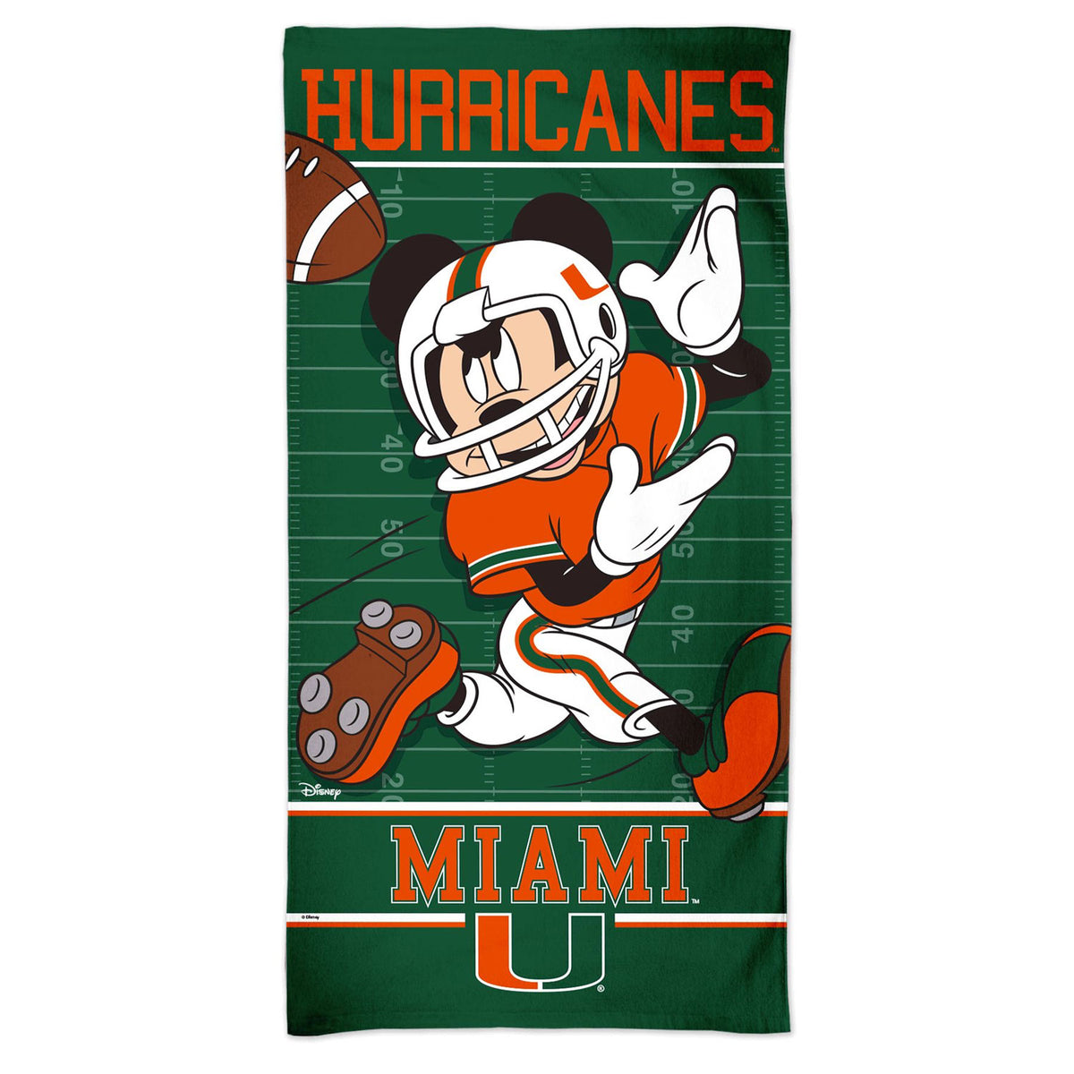 WinCraft Miami Hurricanes Mickey Mouse Football Beach Towel