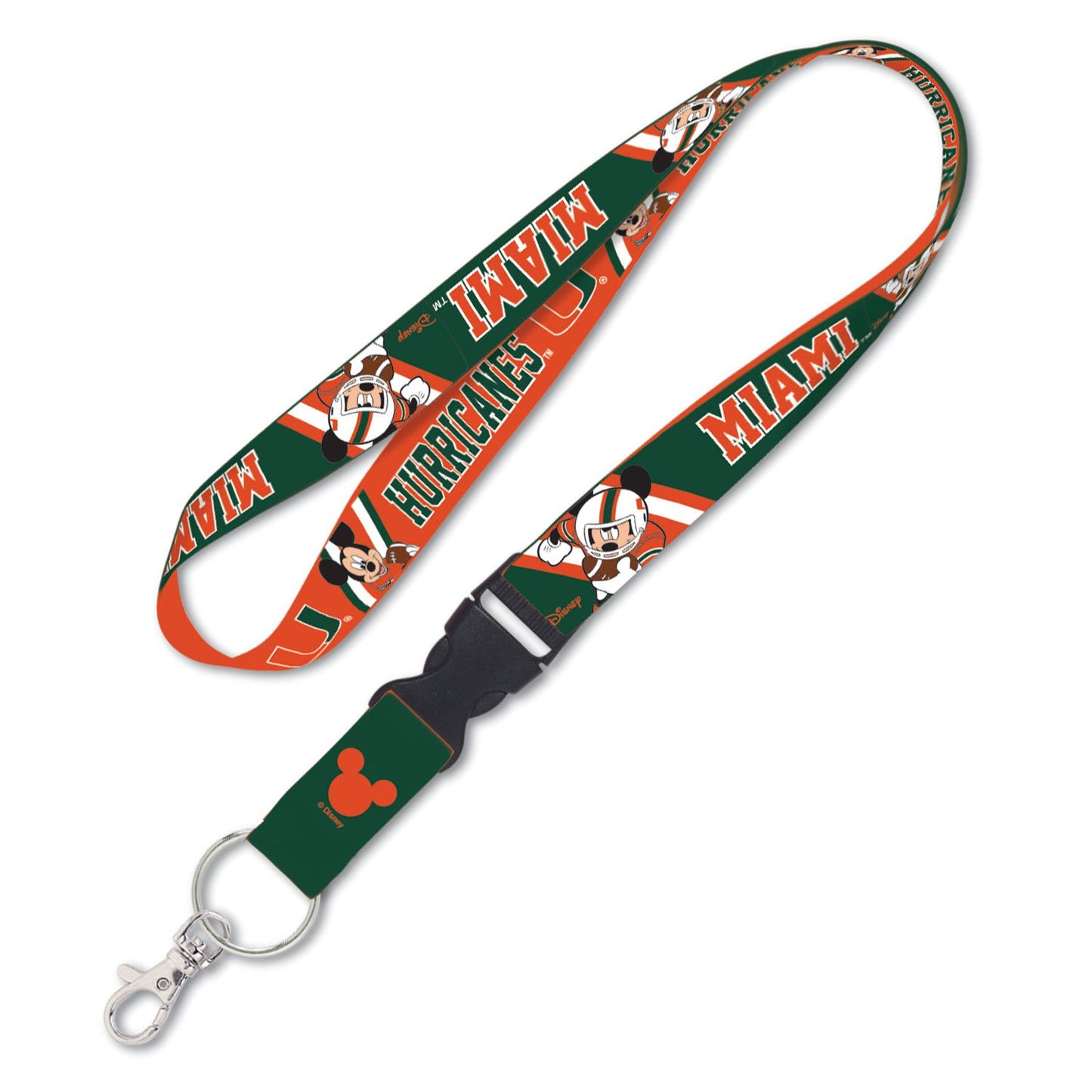WinCraft Miami Hurricanes Mickey Mouse Football Lanyard