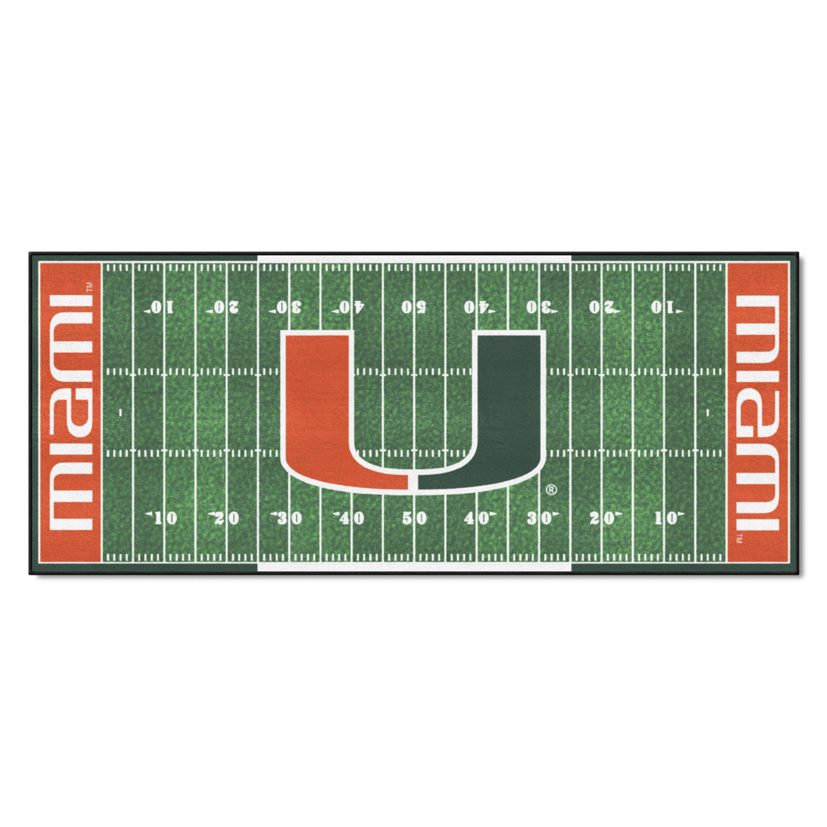 Sports Licensing Solutions Miami Hurricanes 30&quot; X 72&quot; Football Field Mat