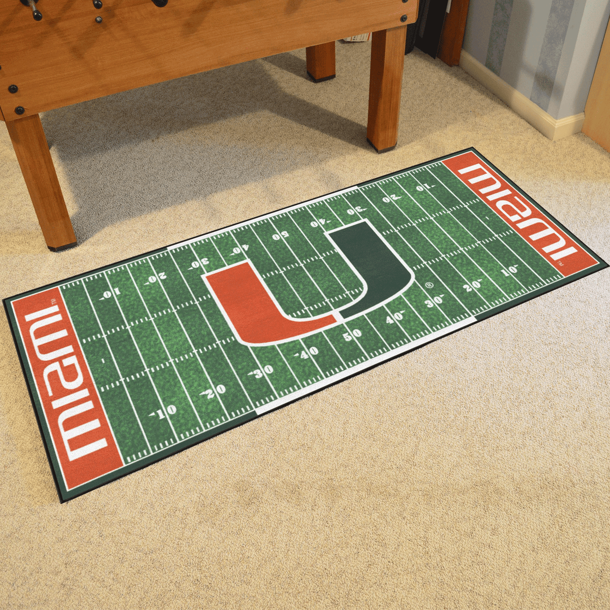 Sports Licensing Solutions Miami Hurricanes 30&quot; X 72&quot; Football Field Mat