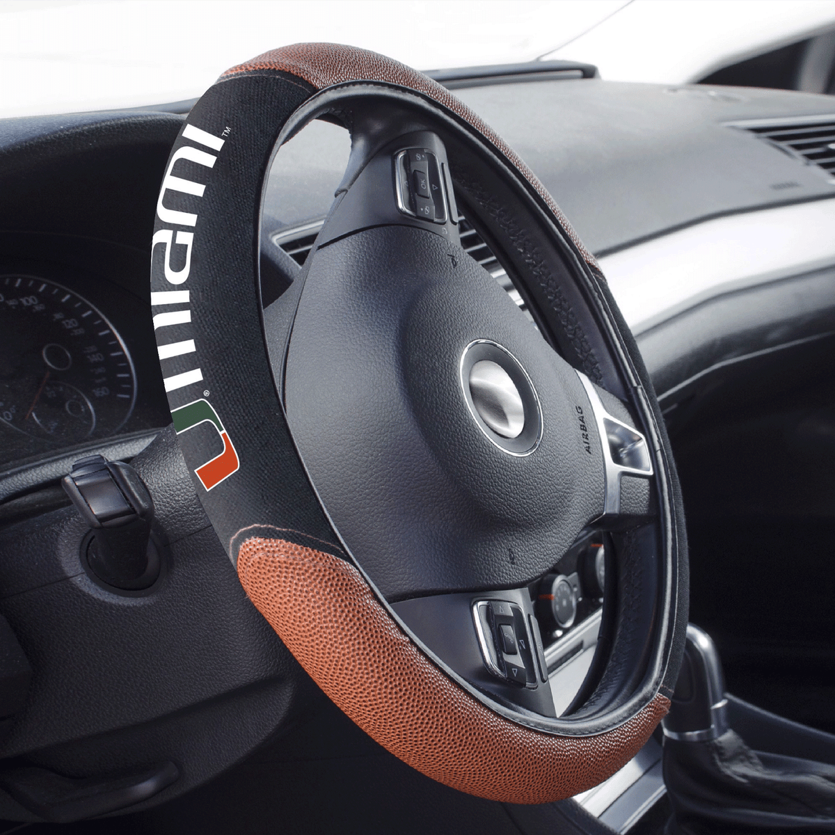 Sports Licensing Solutions Miami Hurricanes Football Grip Steering Wheel Cover