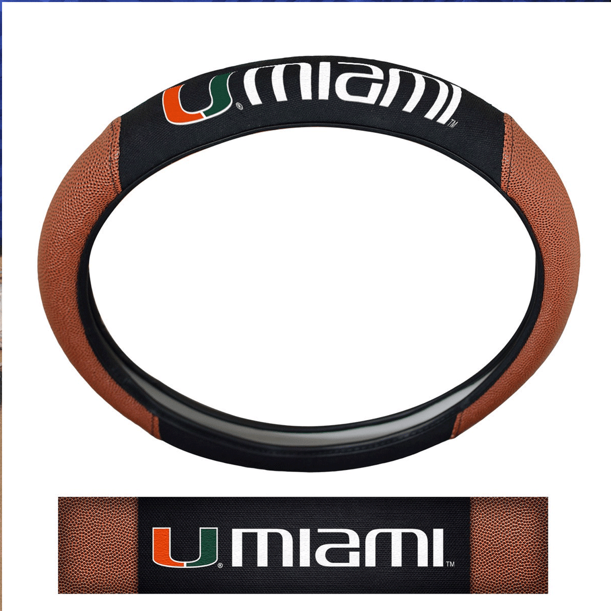 Sports Licensing Solutions Miami Hurricanes Football Grip Steering Wheel Cover