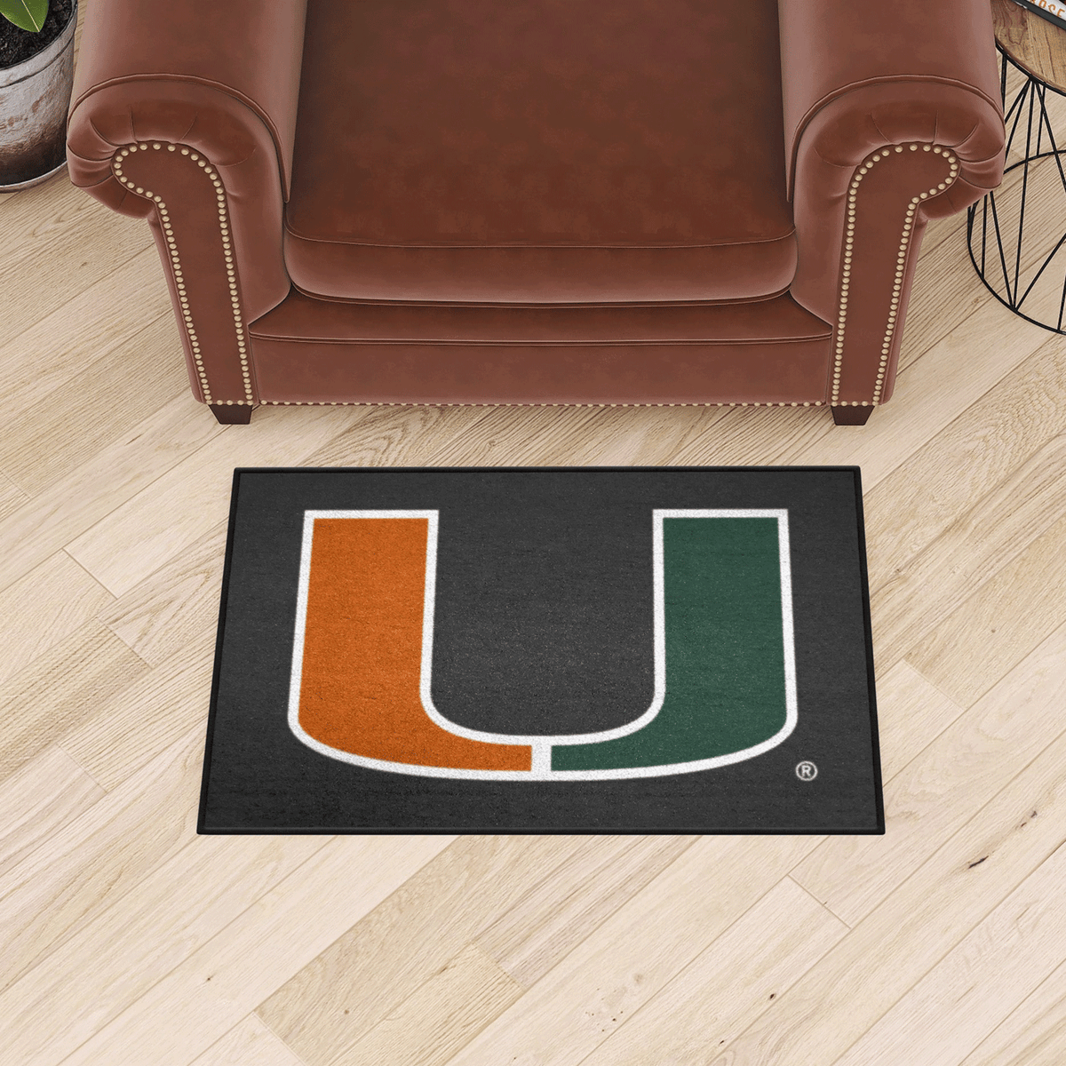 Sports Licensing Solutions Miami Hurricanes Black 19” X 30” U Mat