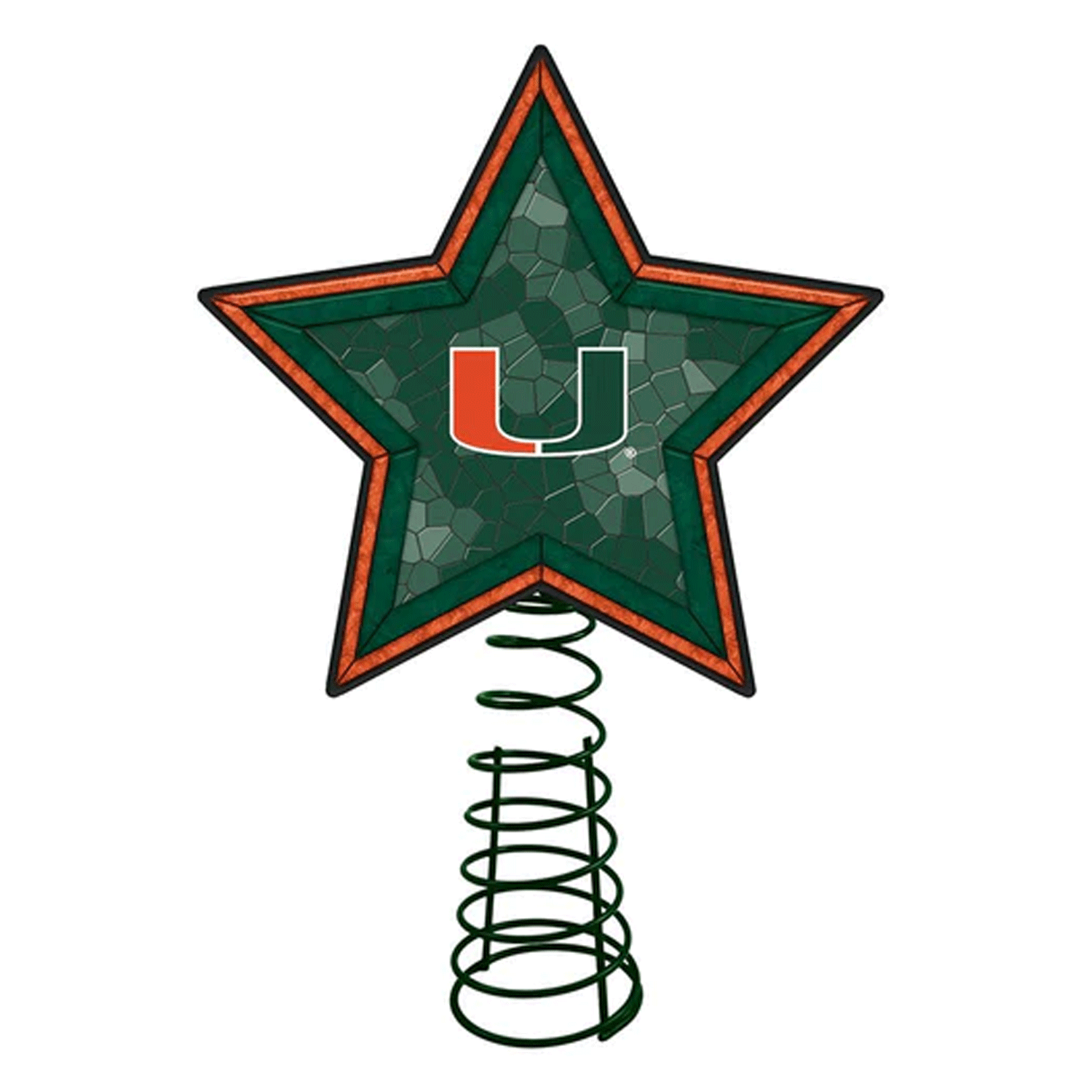 The Memory Company Miami Hurricanes U Logo Mosaic Tree Topper - Main View