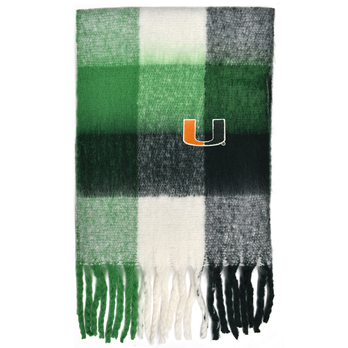 LITTLEARTH Miami Hurricanes Green Plaid Blanket Scarf