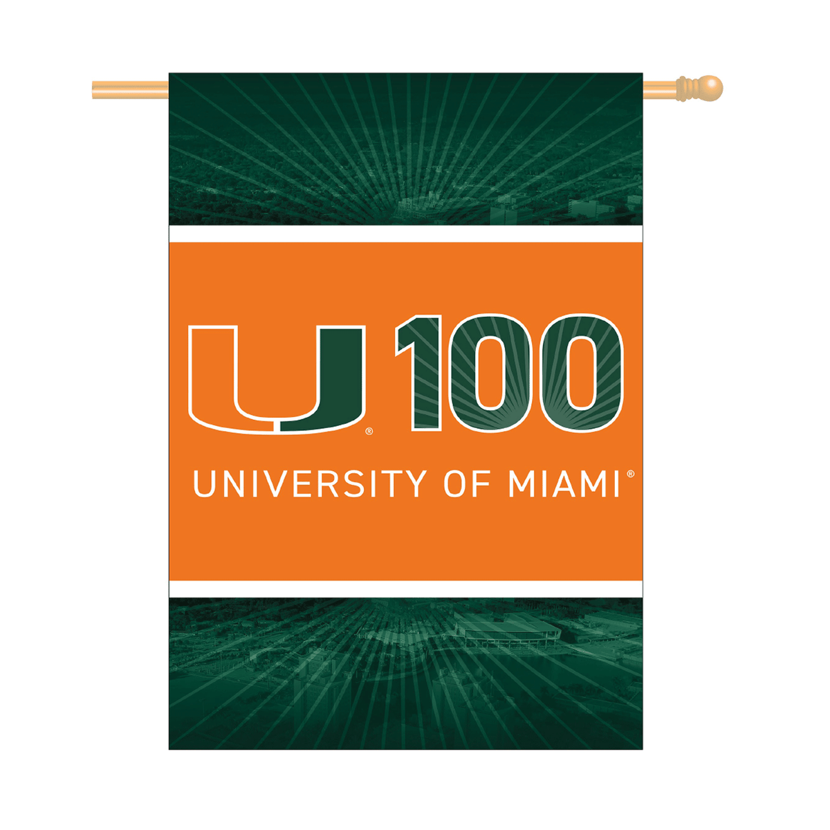 Wincraft Miami Hurricanes Green &amp; Orange  U100 28&quot;X40&quot; Vertical Flag