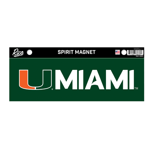 ‎Rico Industries Miami Hurricanes Green U Miami 3" x 10" Magnet