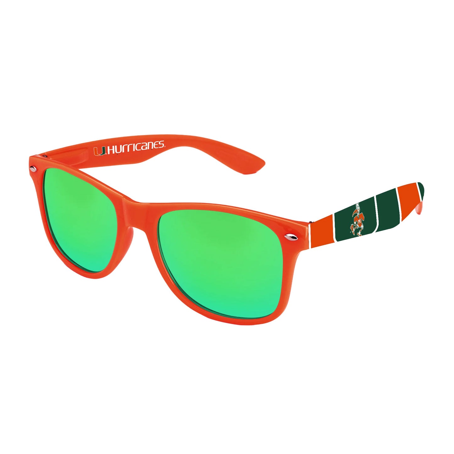 Society43 Miami Hurricanes Orange Limited Edition Sebastian Striped Sunglasses
