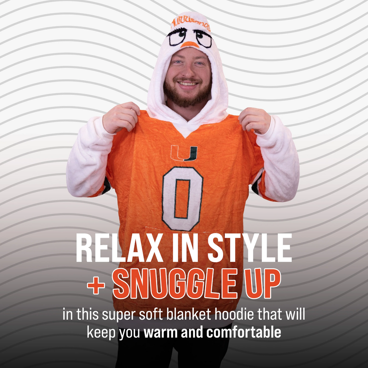 Orange Onions Miami Hurricanes Sebastian Snugible 2-in-1 Blanket Hoodie &amp; Pillow