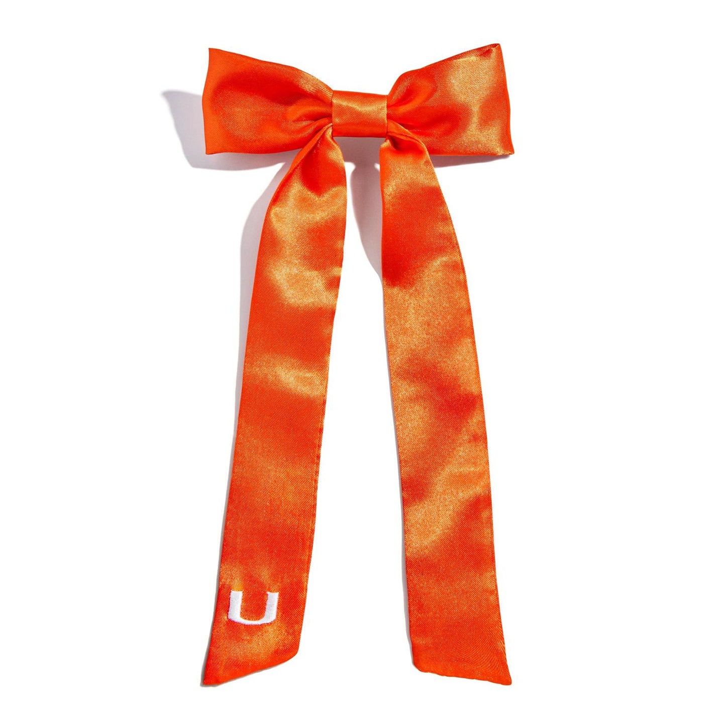 BaubleBar Miami Hurricanes Orange U Logo Satin Hair Bow