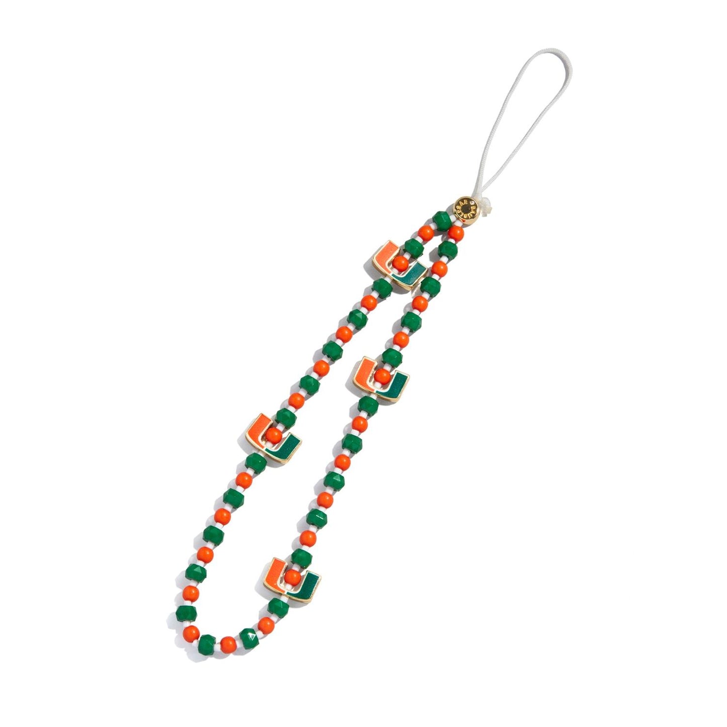 BaubleBar Miami Hurricanes Green and Orange U Logo Spirit Beaded Phone Charm