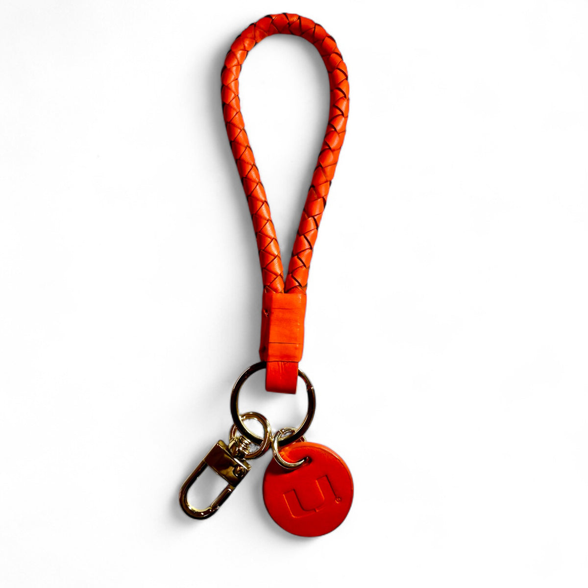 Lusso Style Miami Hurricanes Orange Leather Wristlet Keychain