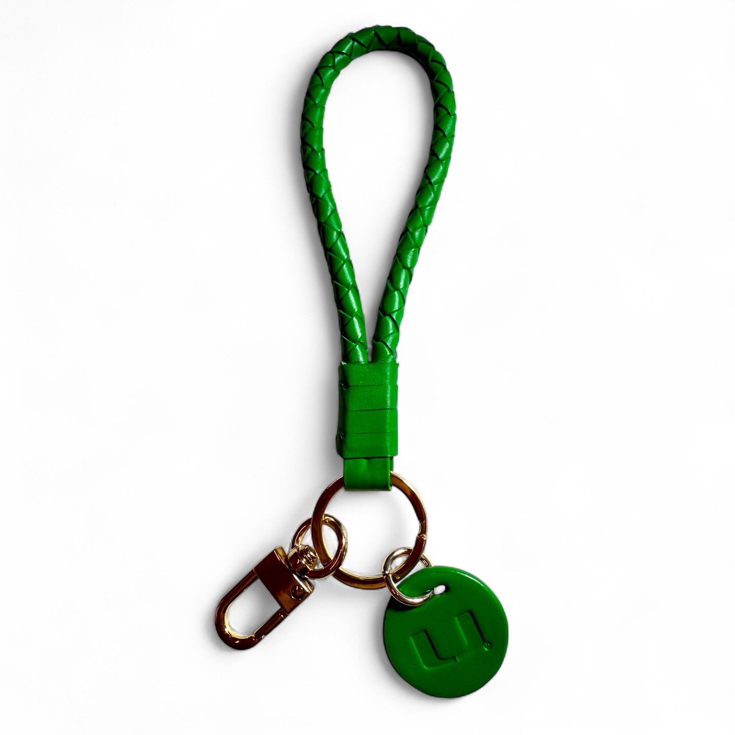 Lusso Style Miami Hurricanes Green Leather Wristlet Keychain