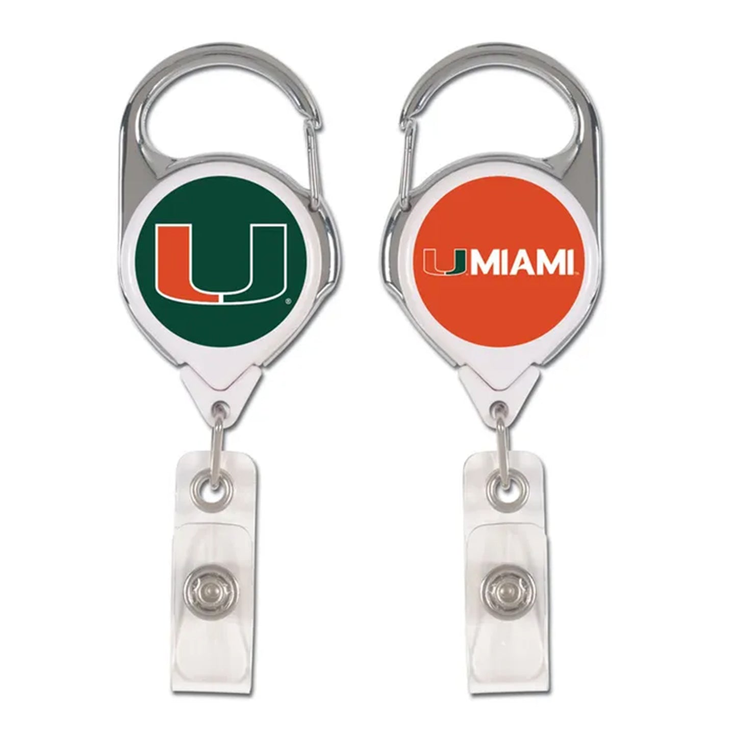 WinCraft Miami Hurricanes Green and Orange Retractable Badge Holder