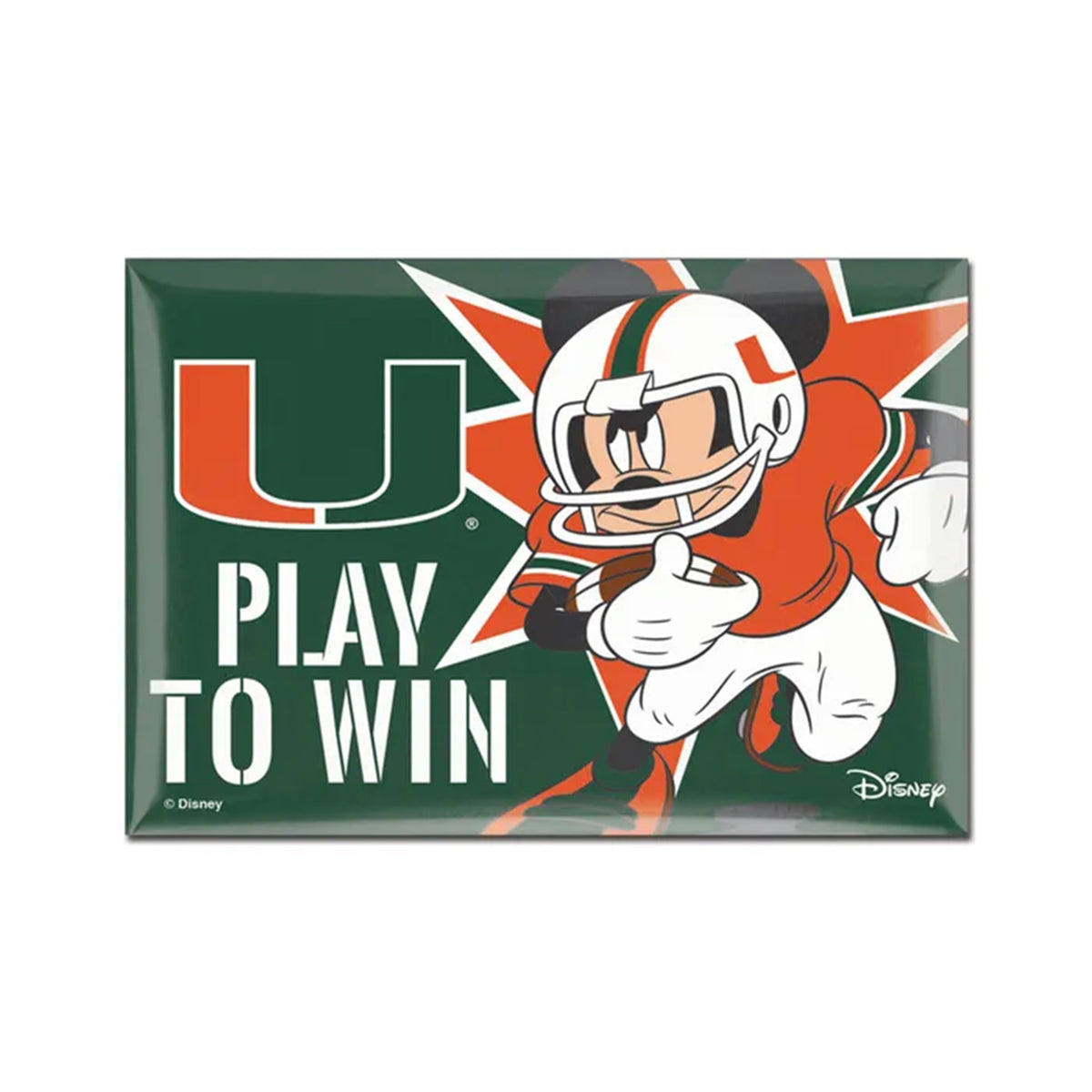 WinCraft Miami Hurricanes Green and Orange Disney Play to Win Magnet