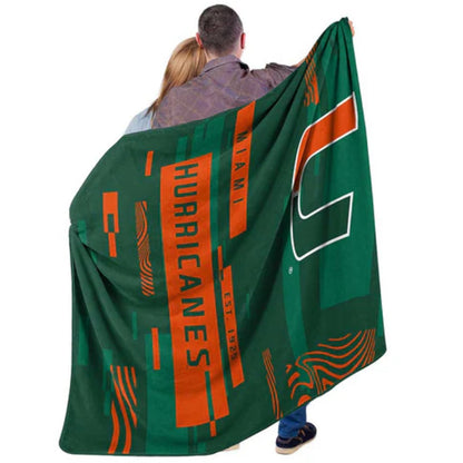The Northwest Group Miami Hurricanes Green 60x80 Raschel Throw Blanket