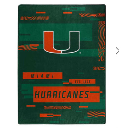 The Northwest Group Miami Hurricanes Green 60x80 Raschel Throw Blanket