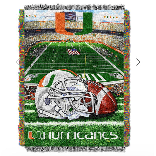 The Northwest Group Miami Hurricanes Green 50x64 Tapestry Throw Blanket