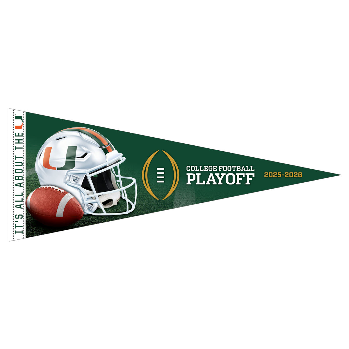 WinCraft Miami Hurricanes Green 2025–26 College Football Playoff Pennant