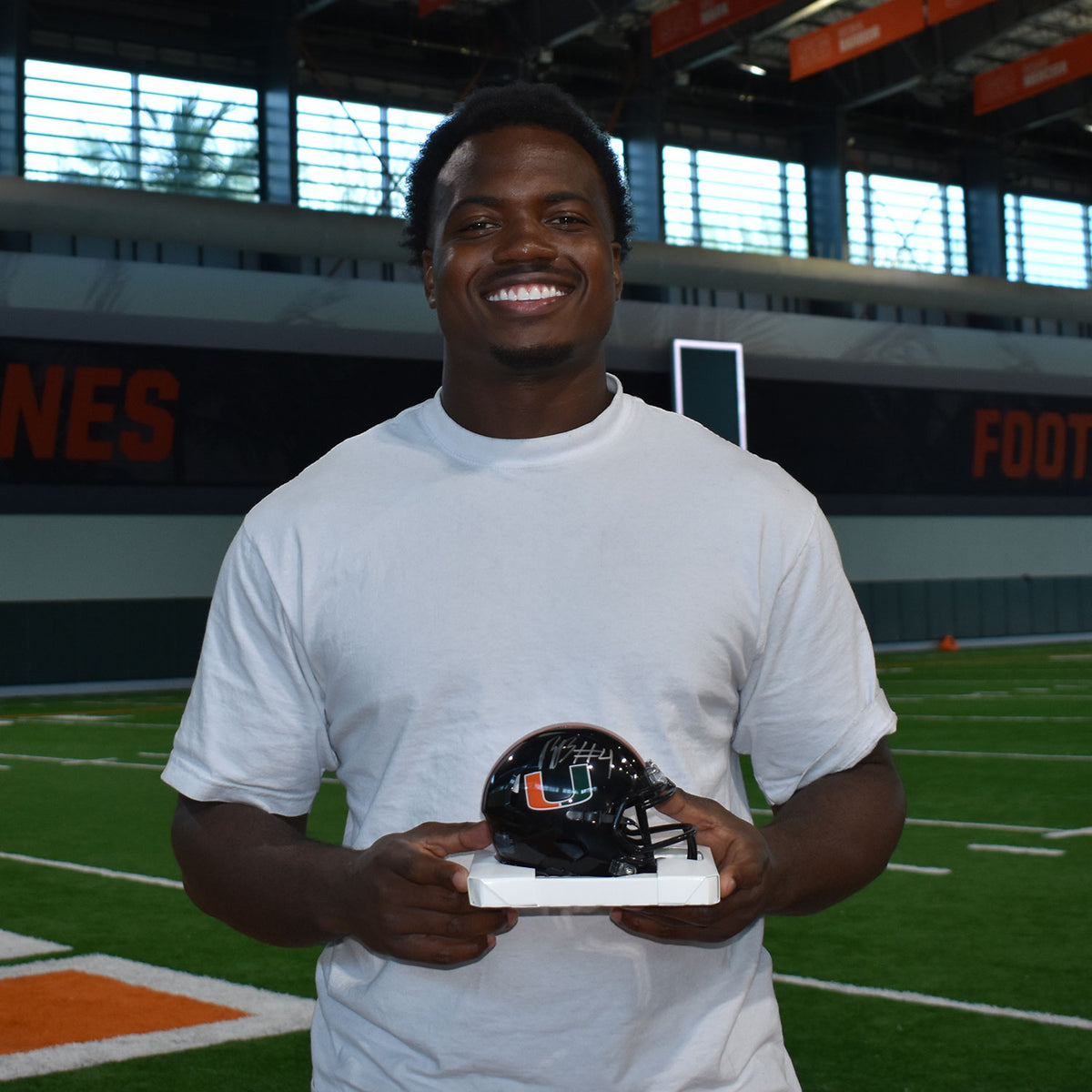 Riddell Miami Hurricanes Student Athlete #4 Rueben Bain, Jr. Mini Black Football Helmet