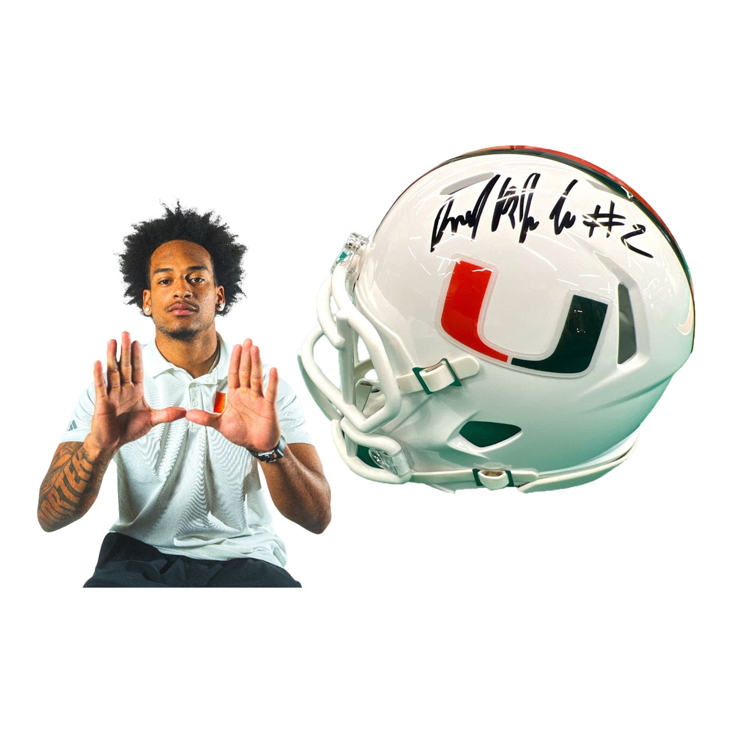 Miami Hurricanes Student Athlete #2 Daryl Porter, Jr. Mini Football Helmet - Main View