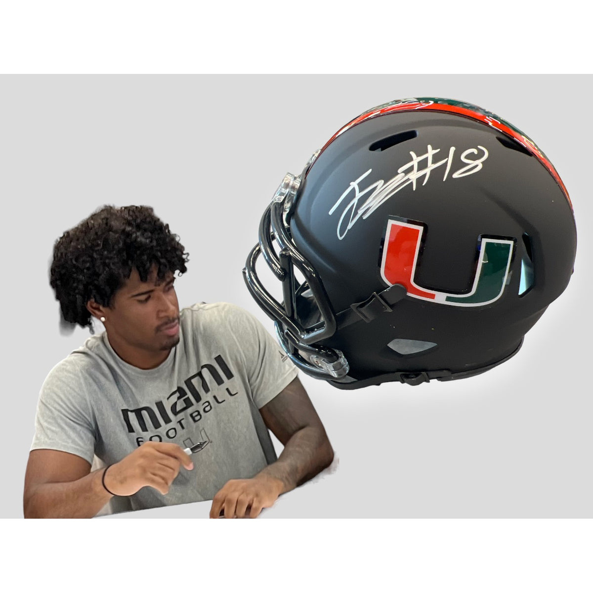 Miami Hurricanes Student Athlete 18 Jayden Wayne Mini Black Football