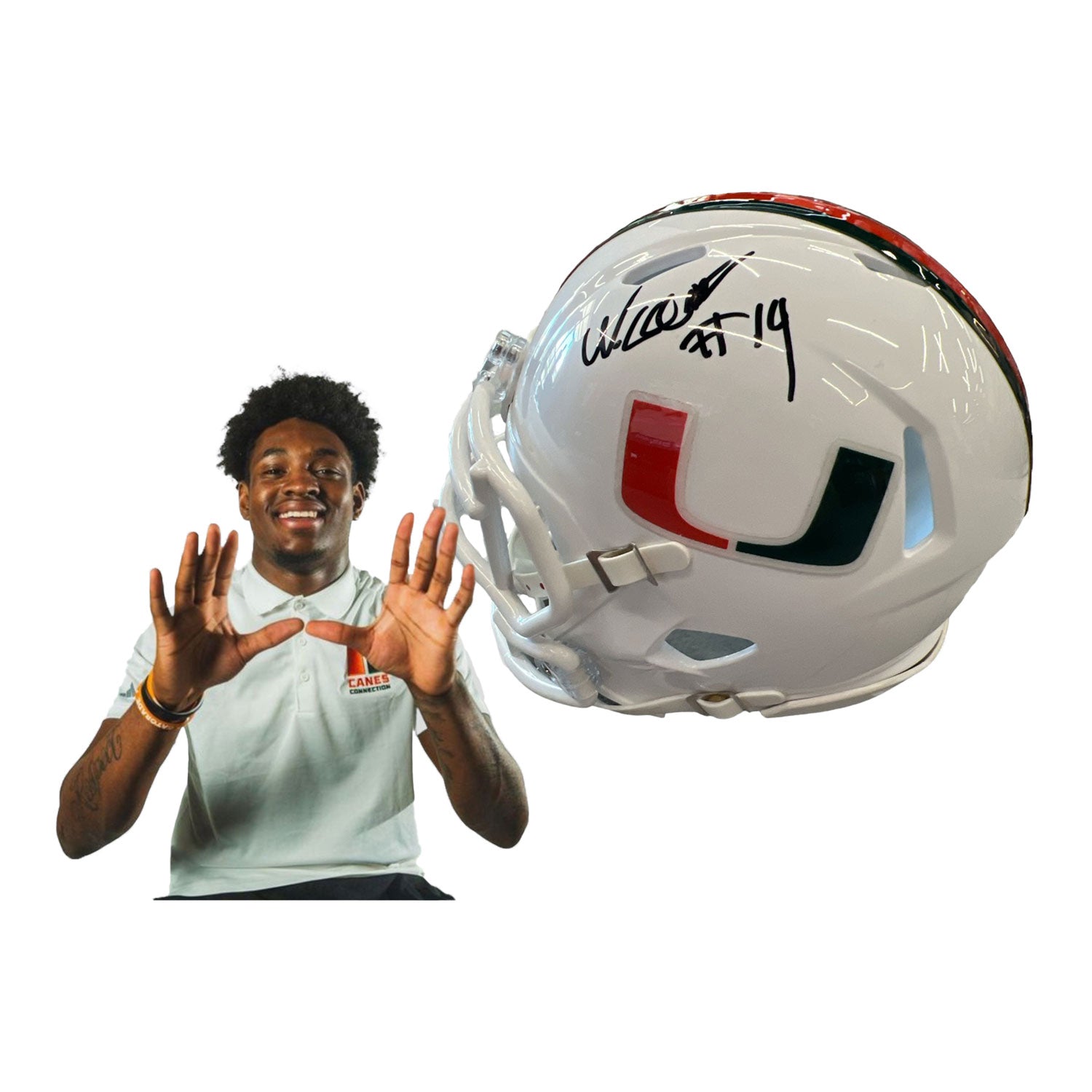 Miami Hurricanes Student Athlete #19 Ny Carr Mini Football Helmet - Main View