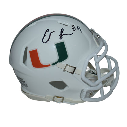 Riddell Miami Hurricanes Student Athlete #9 Elija Lofton White Mini Football Helmet