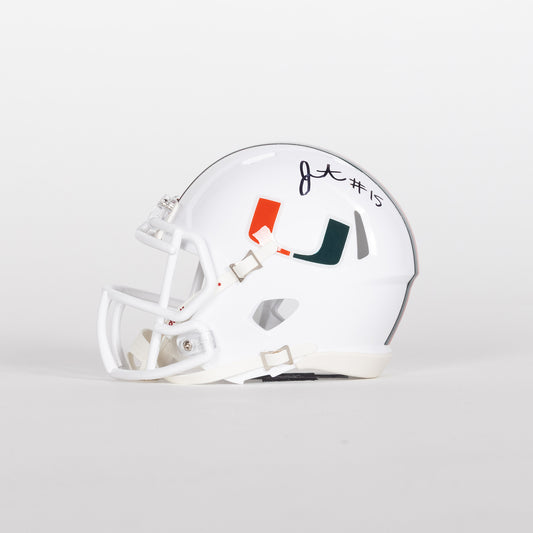 Riddell Miami Hurricanes Student Athlete #15 Judd Anderson White Mini Football Helmet