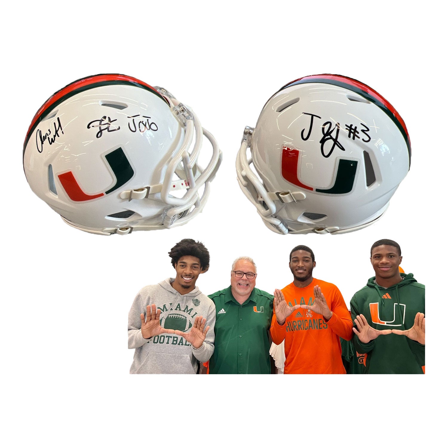 Miami Hurricanes Student Athlete George, Humphrey,& Trader -Mini Football Helmet - Main View