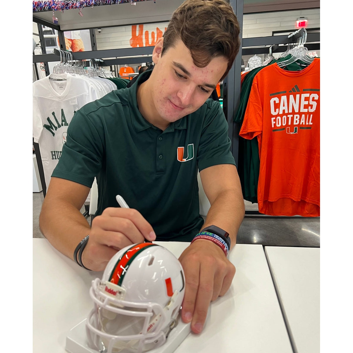 Riddell Miami Hurricanes Student Athlete #17 Emory Williams White Mini Football Helmet