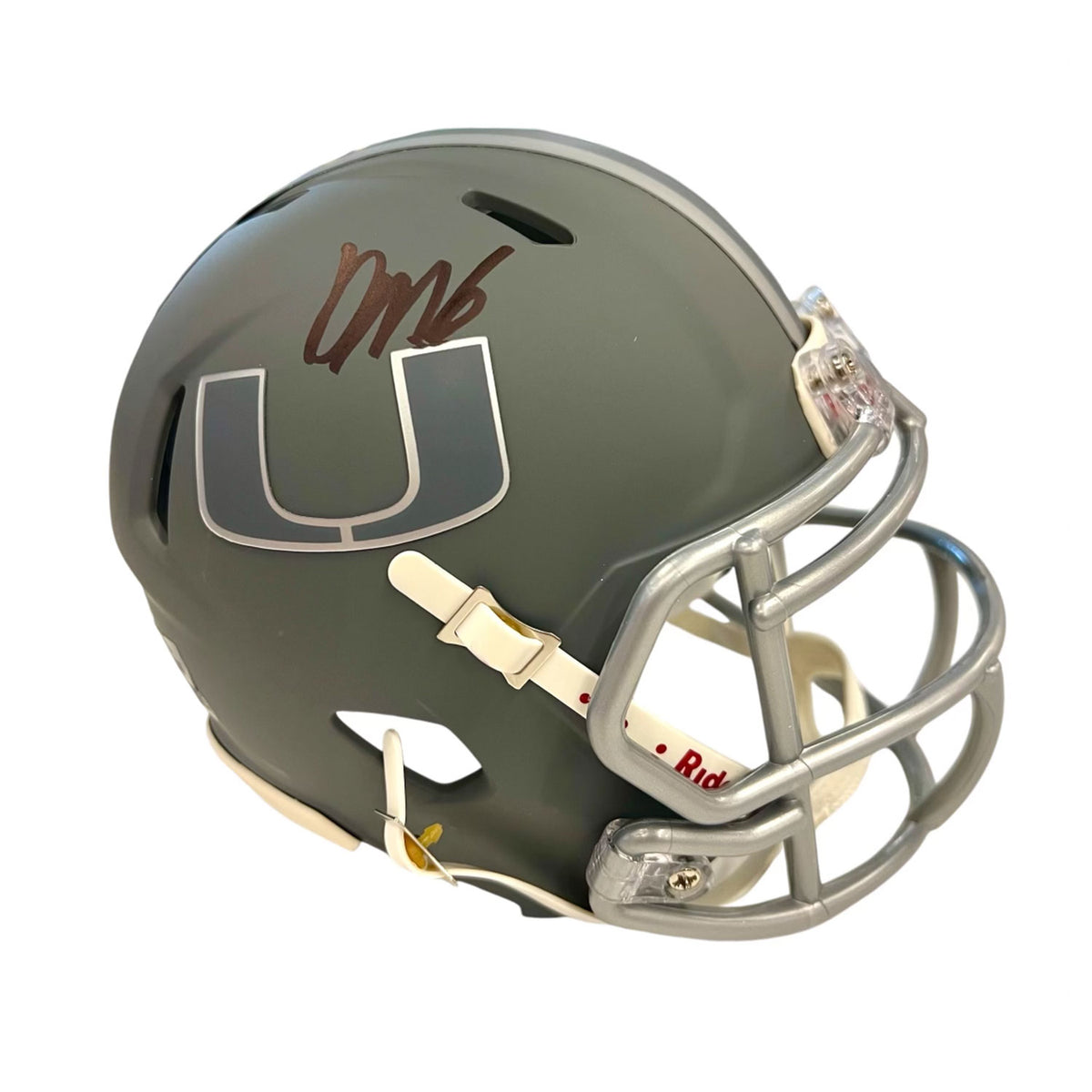 Riddell Miami Hurricanes Student Athlete #6 Damien Martinez Slate Mini Football Helmet